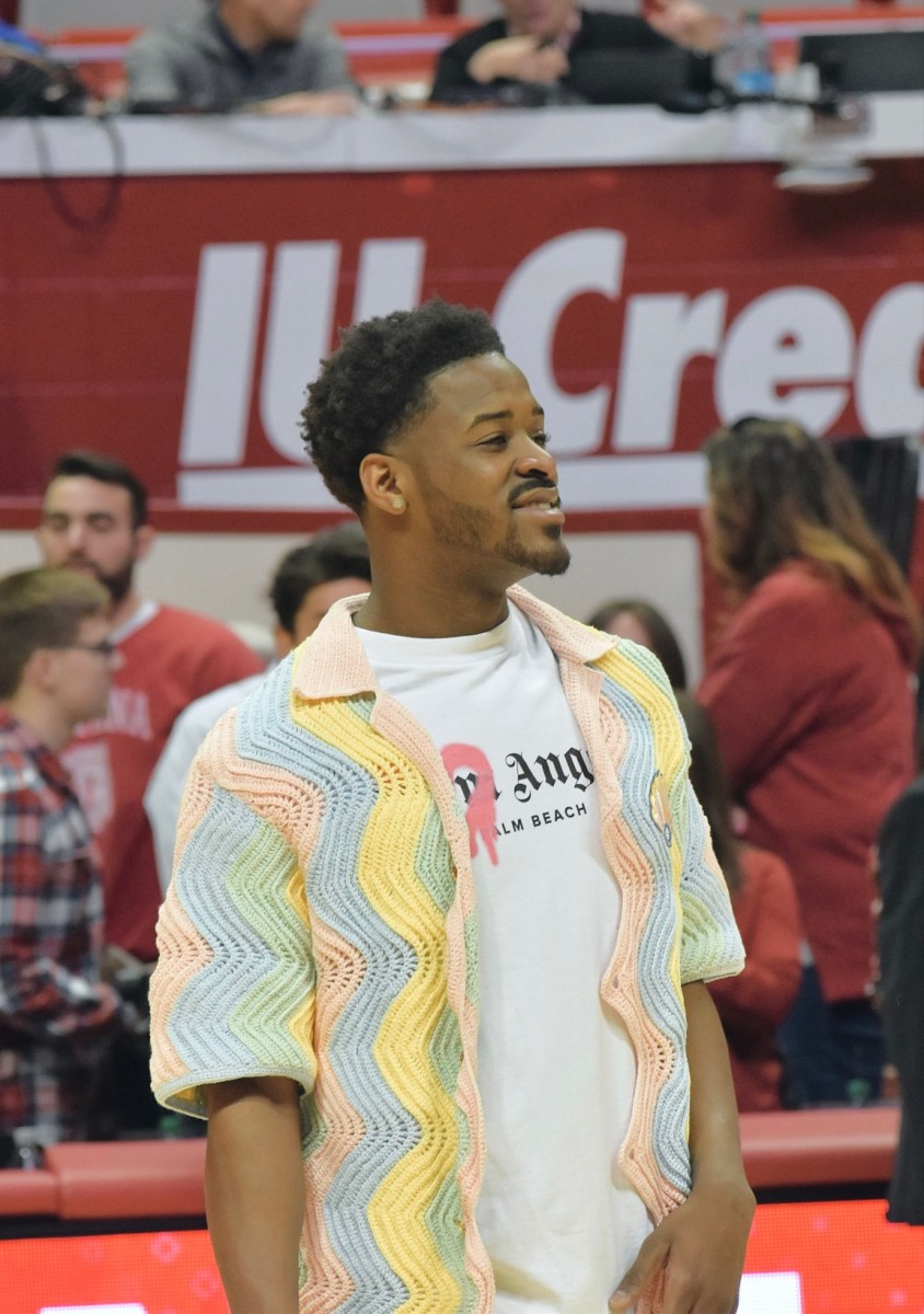 Indiana point guard Xavier Johnson turned a lot of heads with his outfit last week at the Purdue game. (HoosiersNow.com photo by Becky Rigel)