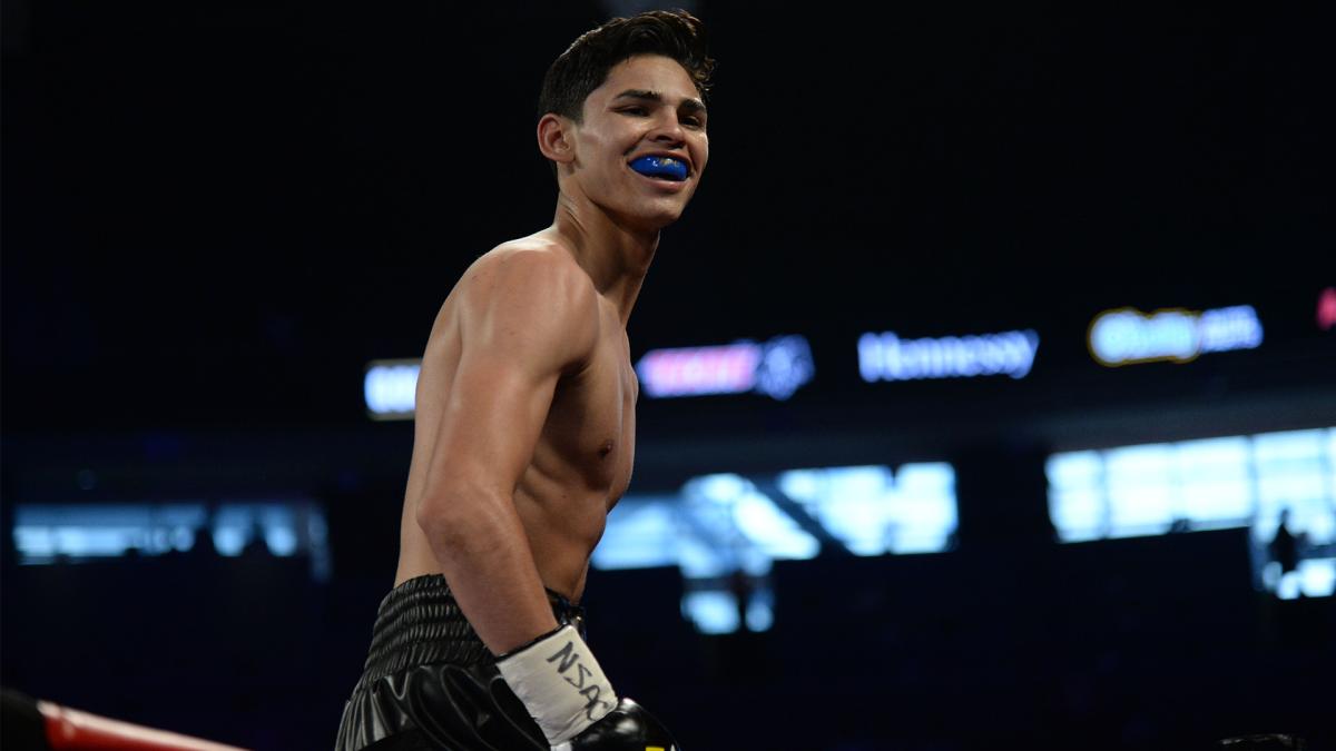 Ryan Garcia smiles, lightweight bout