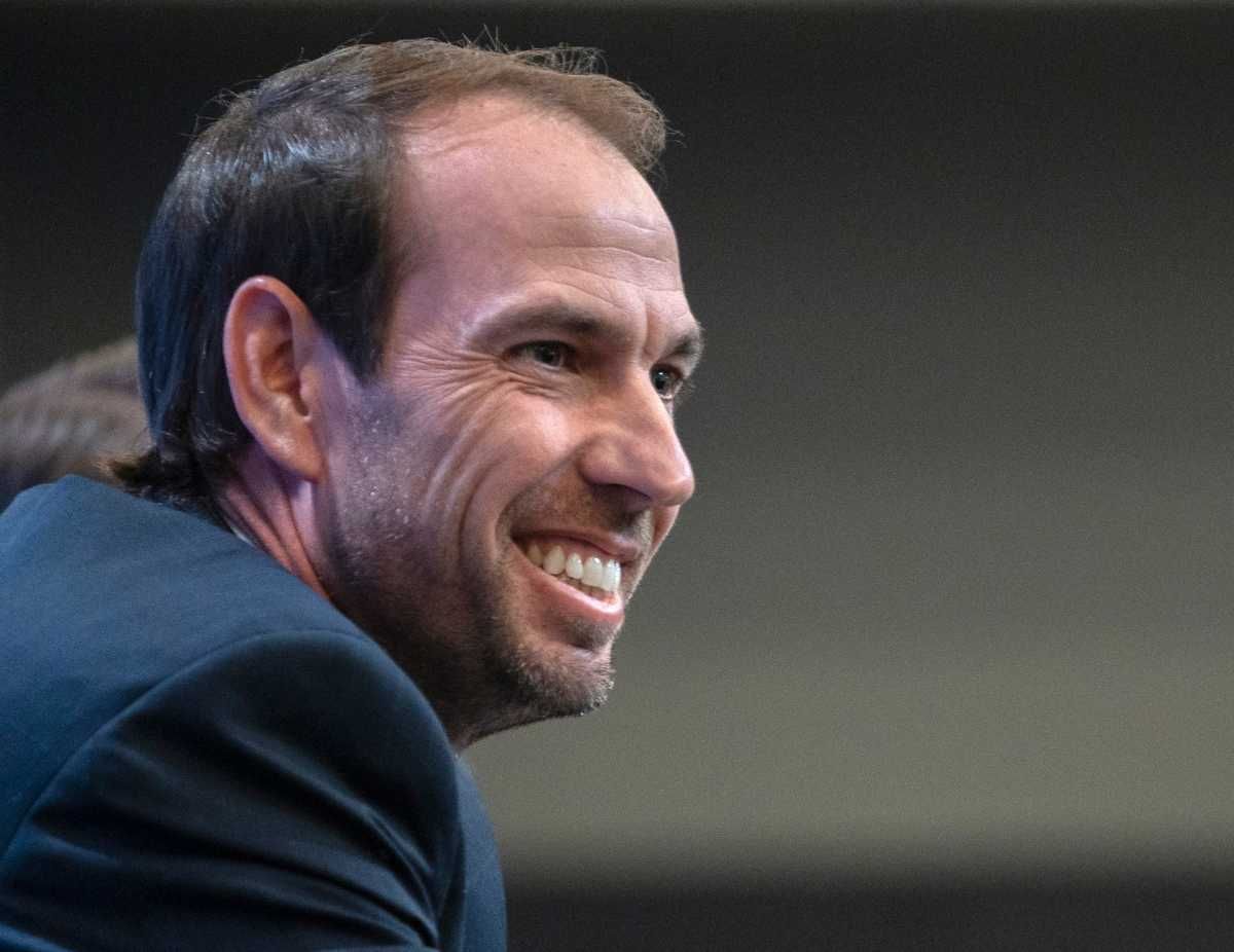Shane Steichen smiles as he listens to questions at a press conference Tuesday, Feb. 14, 2023 announcing that he is the new Indianapolis Colts Head Coach. Colts Owner and CEO Jim Irsay and General Manager Chris Ballard introduced the new coach in the Gridiron Hall of the Indiana Farm Bureau Football Center. Shane Steichen Is The New Indianapolis Colts Head Coach