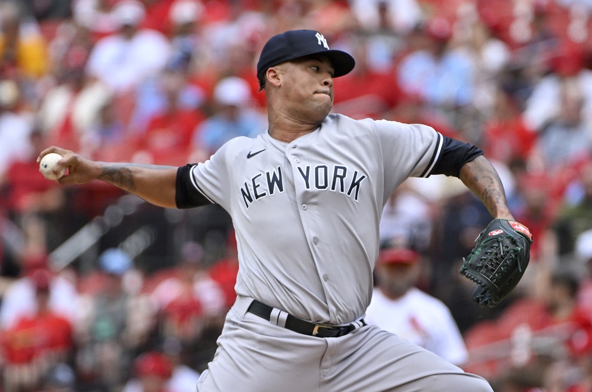 New York Yankees SP Frankie Montas throws pitch