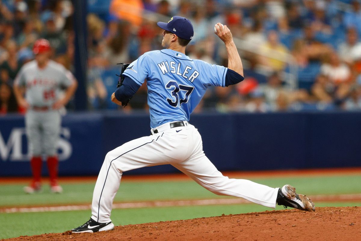 Tampa Bay Rays relief pitcher Matt Wisler (37) throws a pitch in the eighth inning against the Los Angeles Angels at Tropicana Field. (2021)