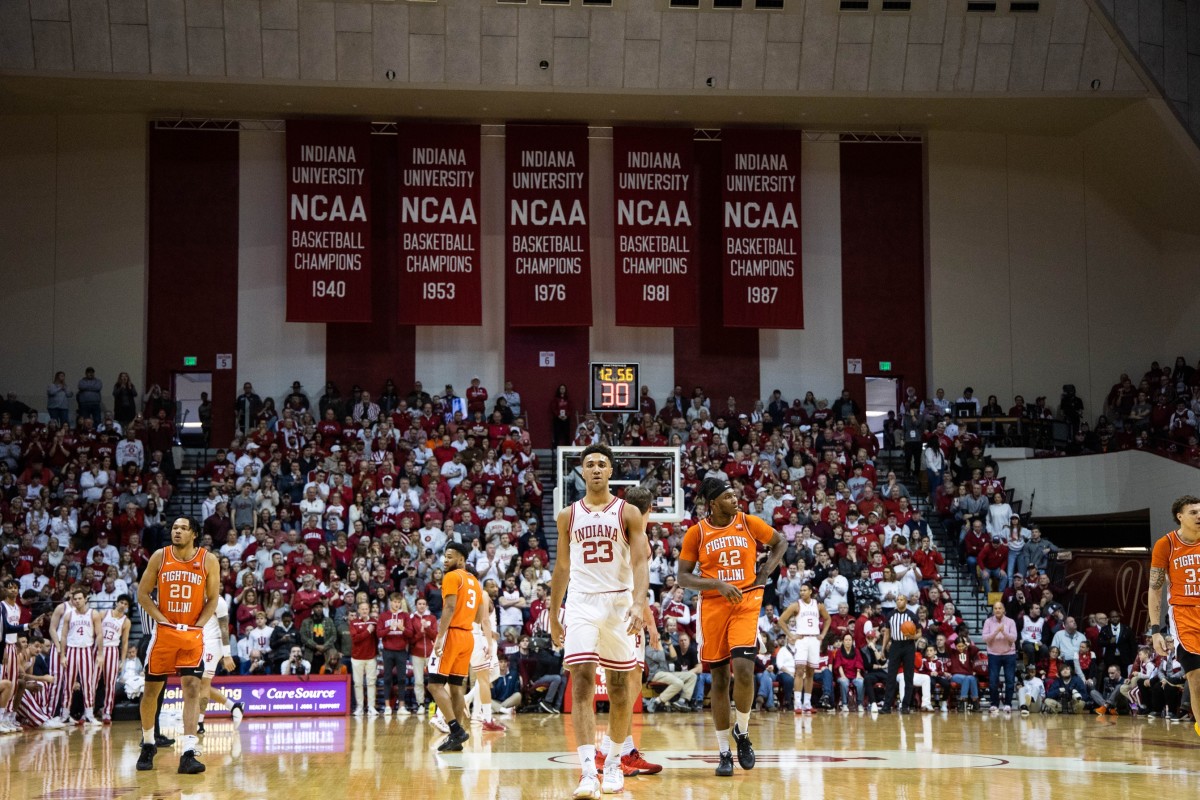 Indiana Hoosiers forward Trayce Jackson-Davis (23) in the first half against the Illinois Fighting Illini at Simon Skjodt Assembly Hall.