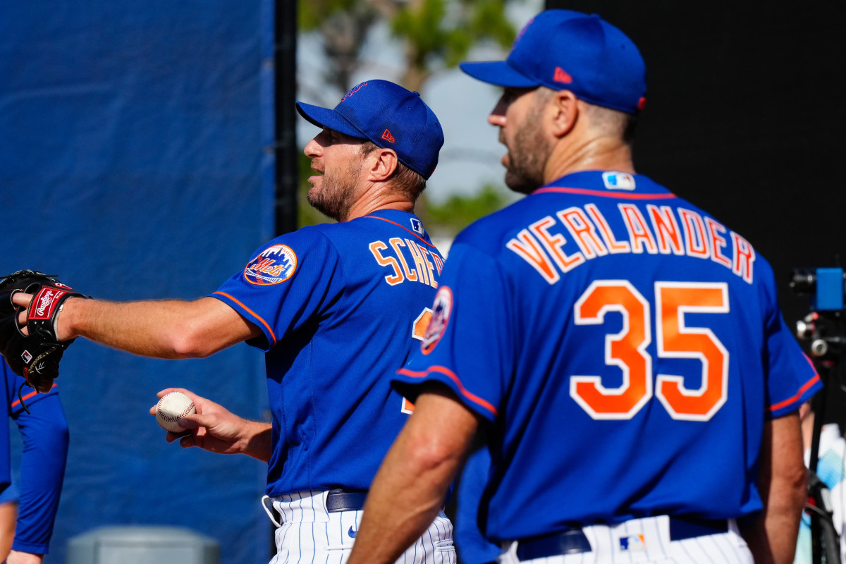 Pitchers Max Scherzer and Justin Verlander at Mets spring training.