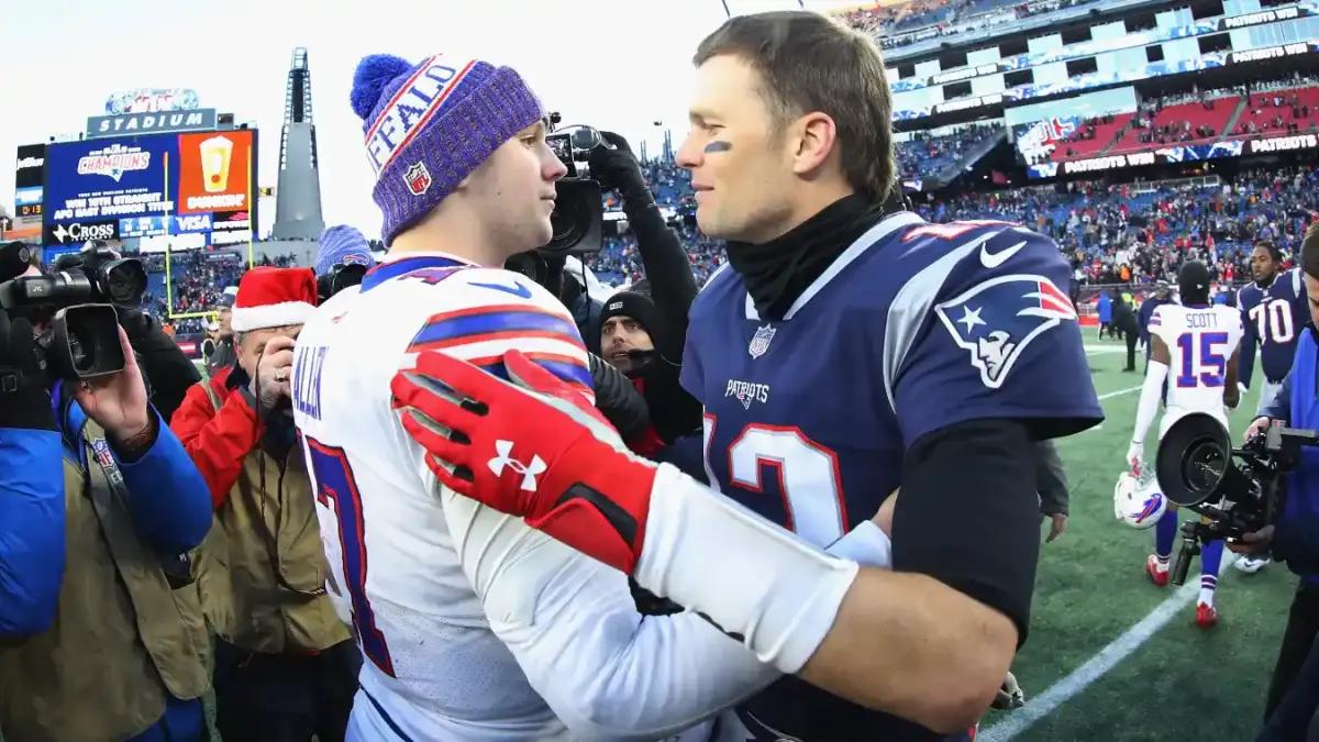 Allen and Brady come together after a game.
