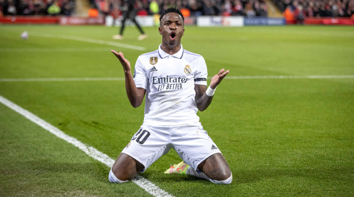 Vinicius Junior after scoring a goal.