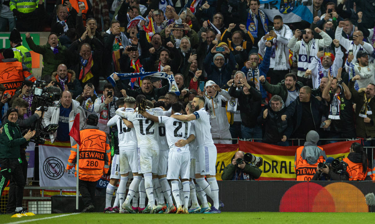 Real Madrid celebrates a goal.