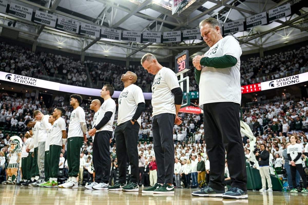 Michigan State honors the three killed and five injured in an on-campus shooting.