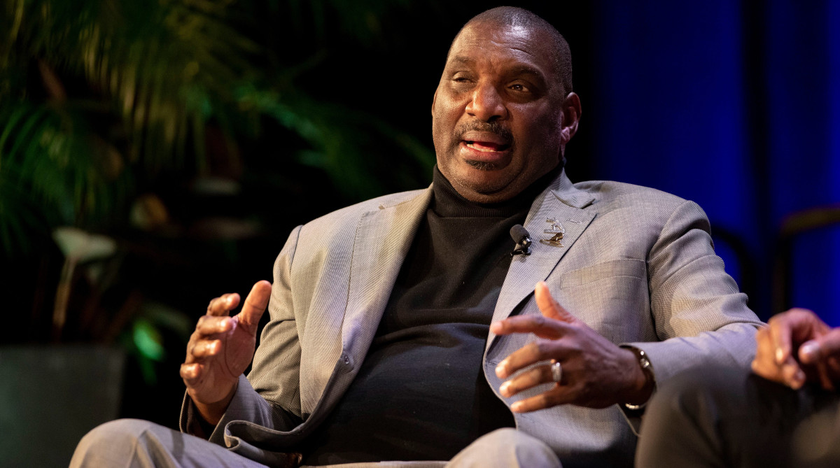 Doug Williams speaks Monday, Jan. 20, 2020, during the Earl Lloyd Sports Legacy Symposium.