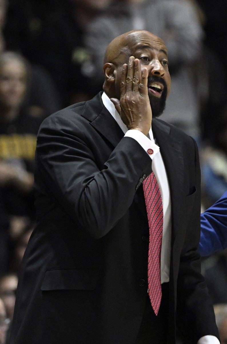 Coach Mike Woodson reacts during the first half against the Purdue Boilermakers at Mackey Arena.