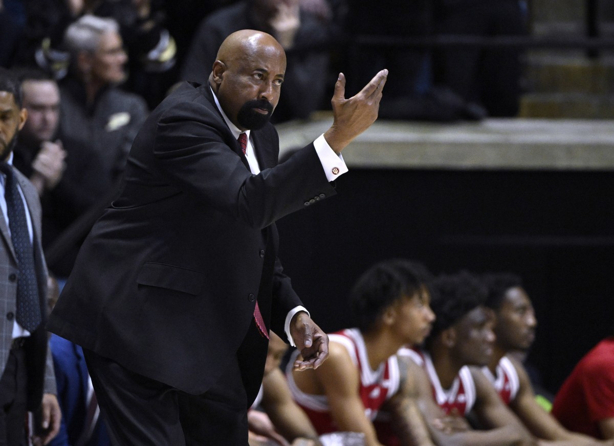 Coach Mike Woodson reacts during the second half against the Purdue Boilermakers at Mackey Arena.