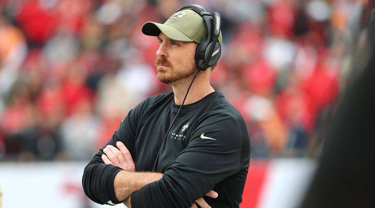 Saints defensive line coach Ryan Nielsen during the second half at Raymond James Stadium.