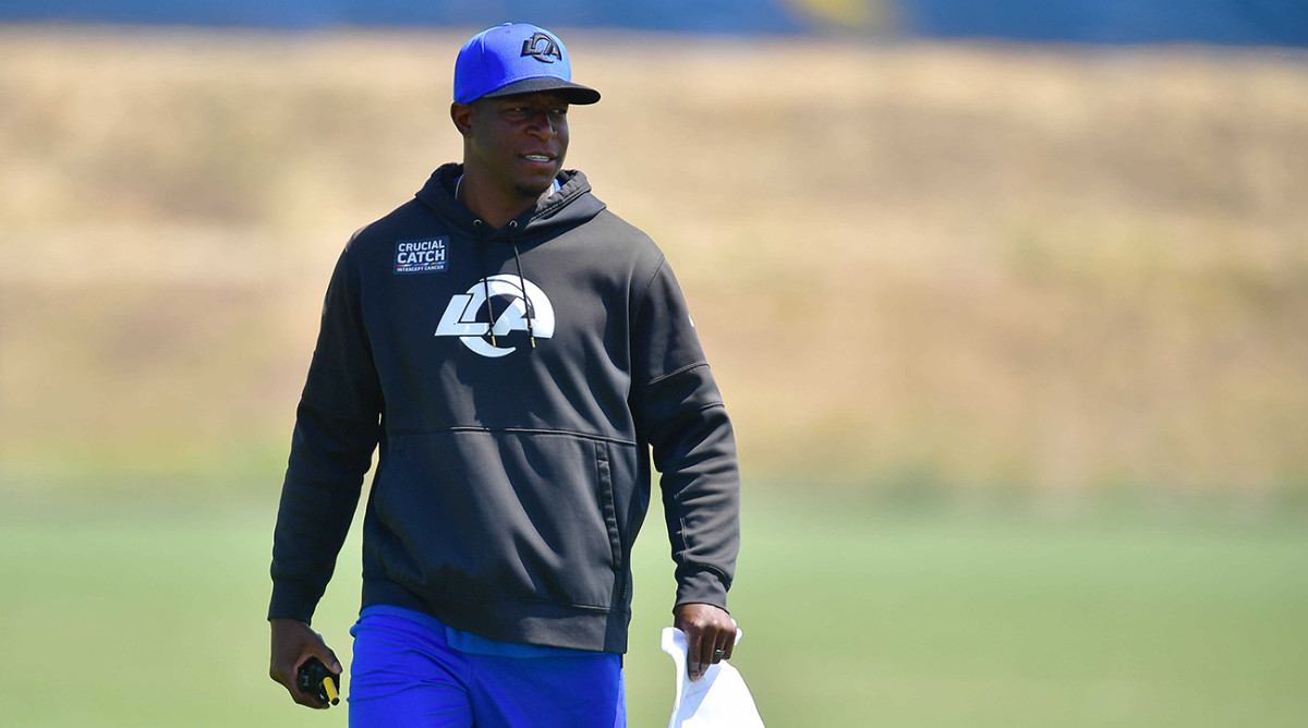 Rams defensive coordinator Raheem Morris during mini camp at Cal Lutheran University.