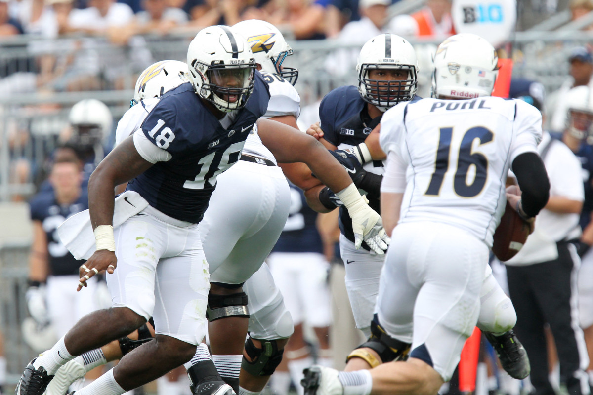 Deion Barnes was an All-Big Ten defensive end for the Penn State Nittany Lions in 2014.