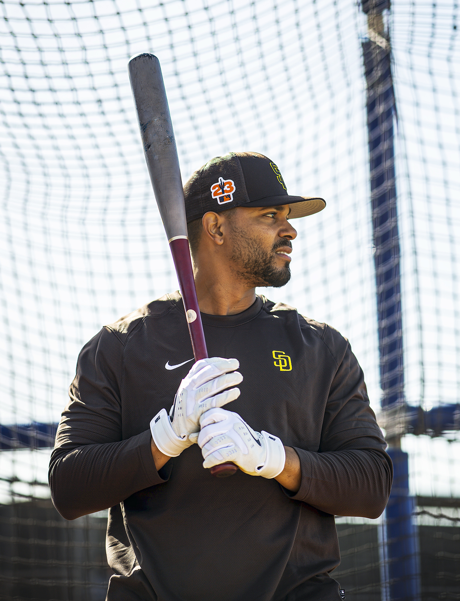 Padres shortstop Xander Bogaerts takes batting practice.