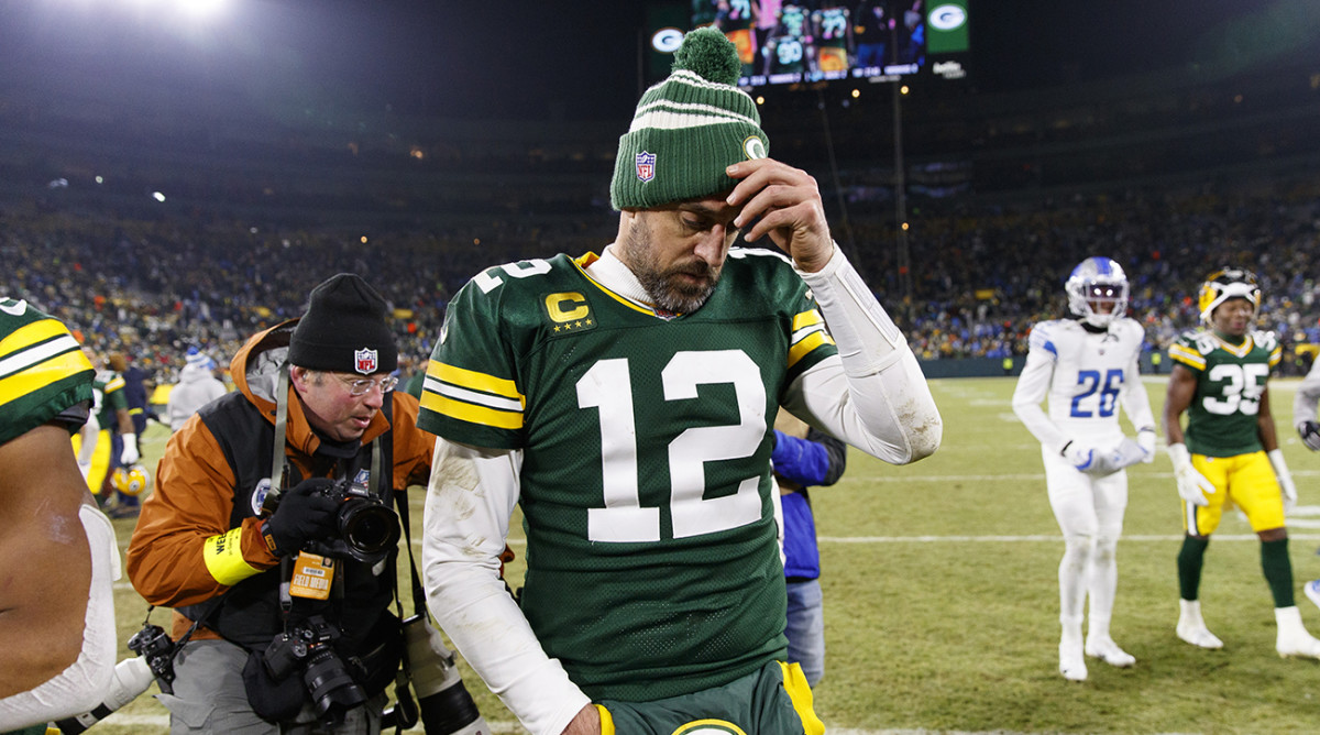 Aaron Rodgers after a game against the Lions.