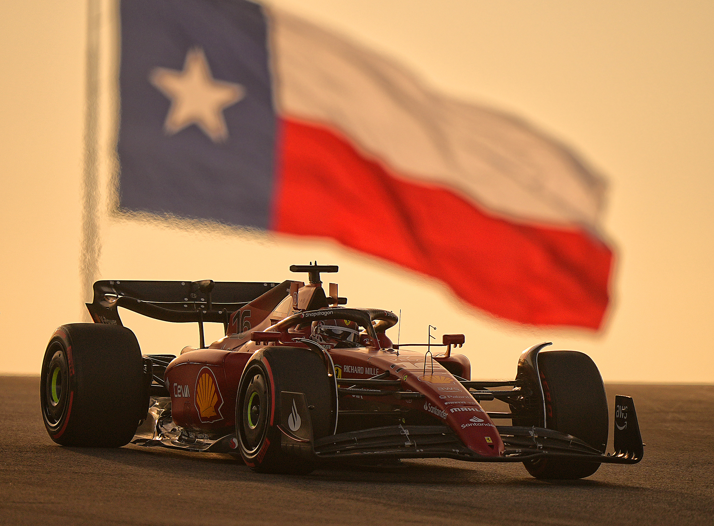 Charles Leclerc of Ferrari drives at the U.S. Grand Prix in Austin.