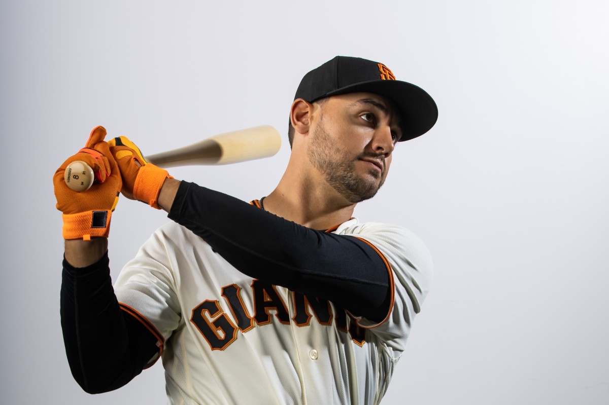 SF Giants outfielder Michael Conforto poses for a portrait during photo day at Scottsdale Stadium. (2023)