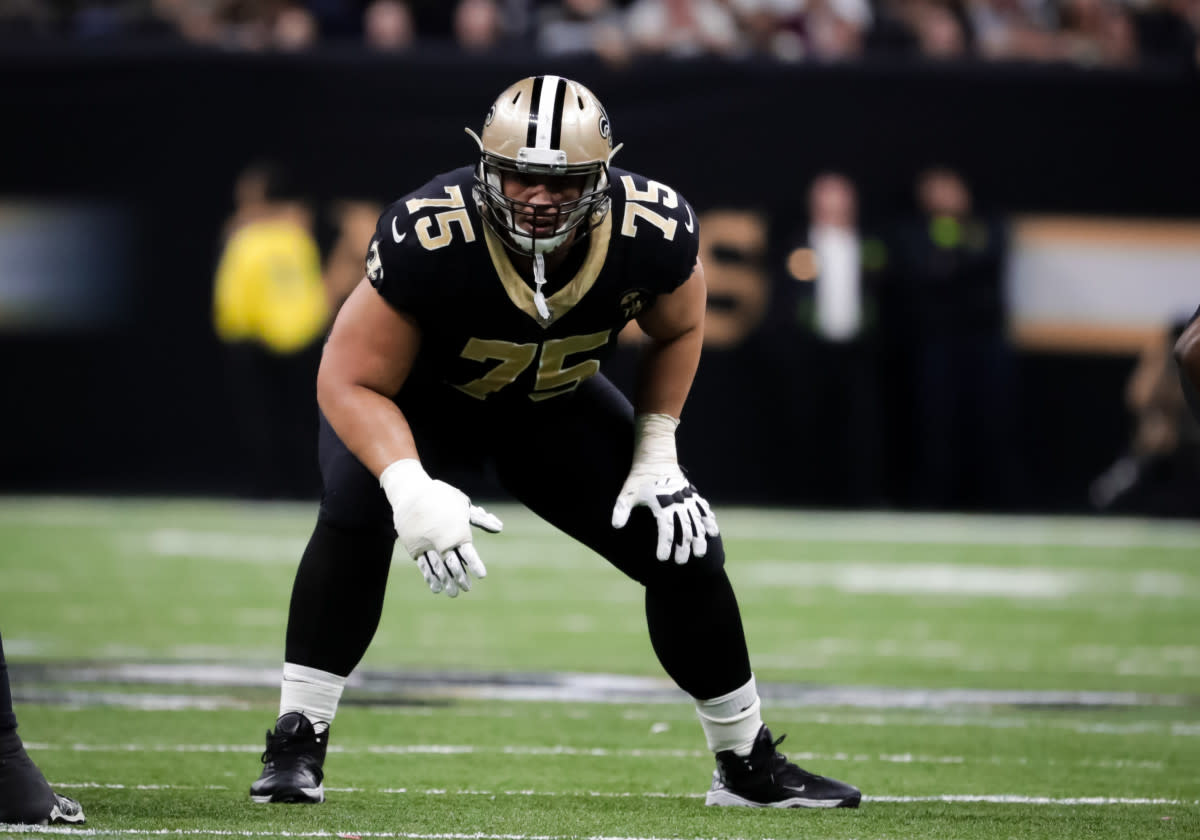 New Orleans Saints G Andrus Peat (75). Credit: USA TODAY NETWORK 