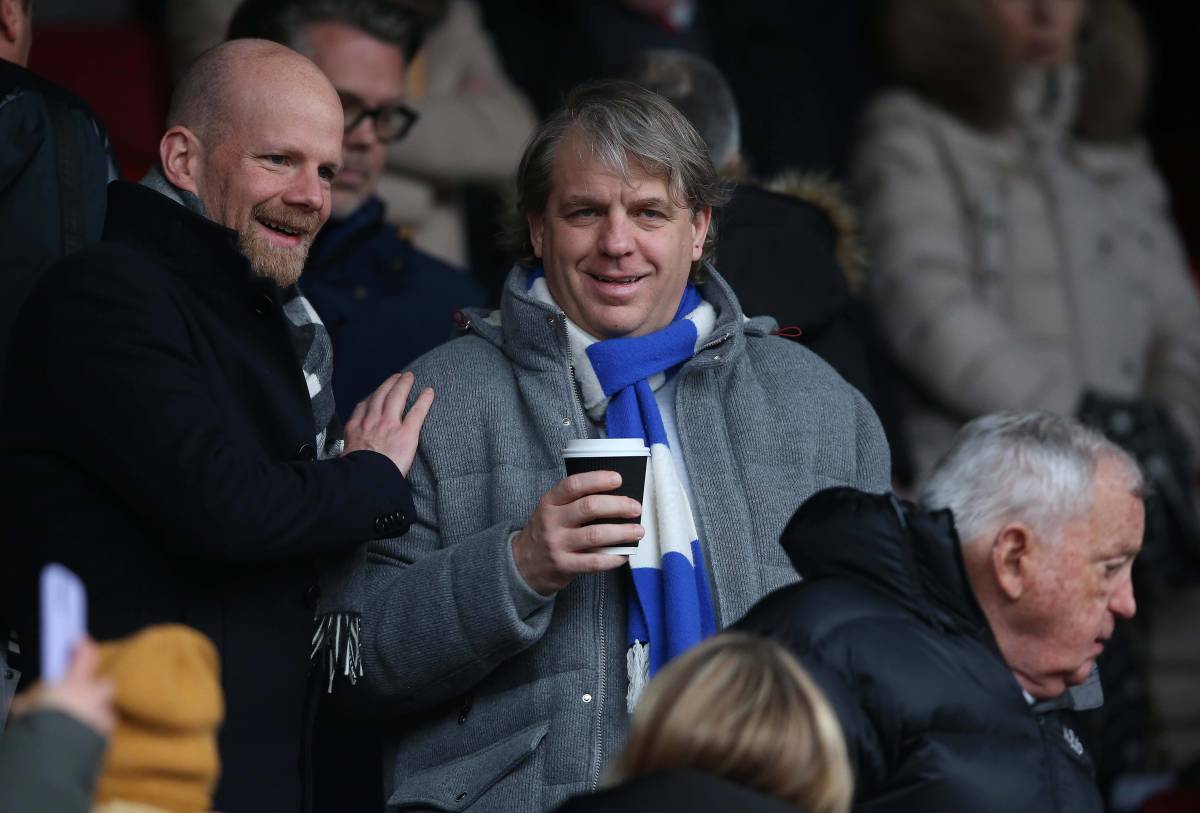 Chelsea owner Todd Boehly pictured (center) at the 2022/23 FA Women's League Cup final