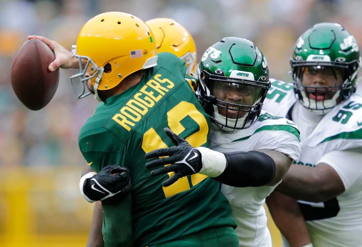 Green Bay quarterback Aaron Rodgers in a 2022 game against the Jets
