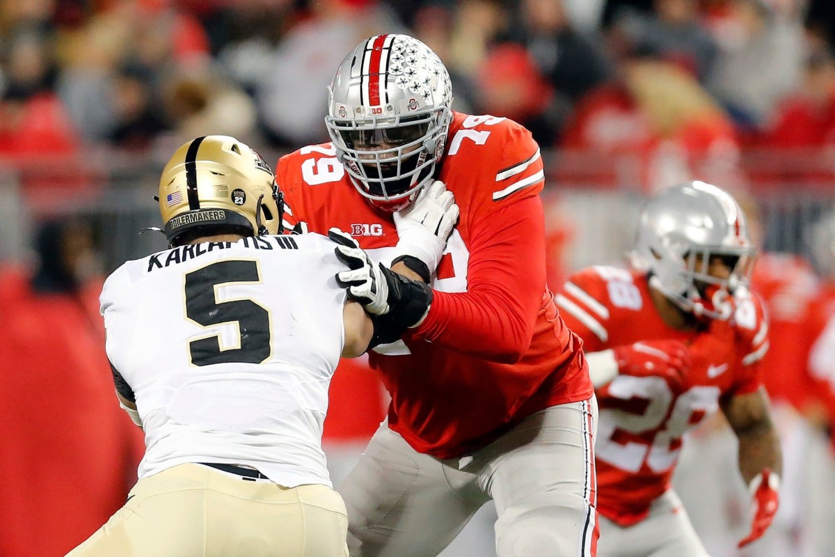 Dawand Jones has played against some of the best pass rushers in the nation, including current Kansas City Chiefs defensive end George Karlaftis.