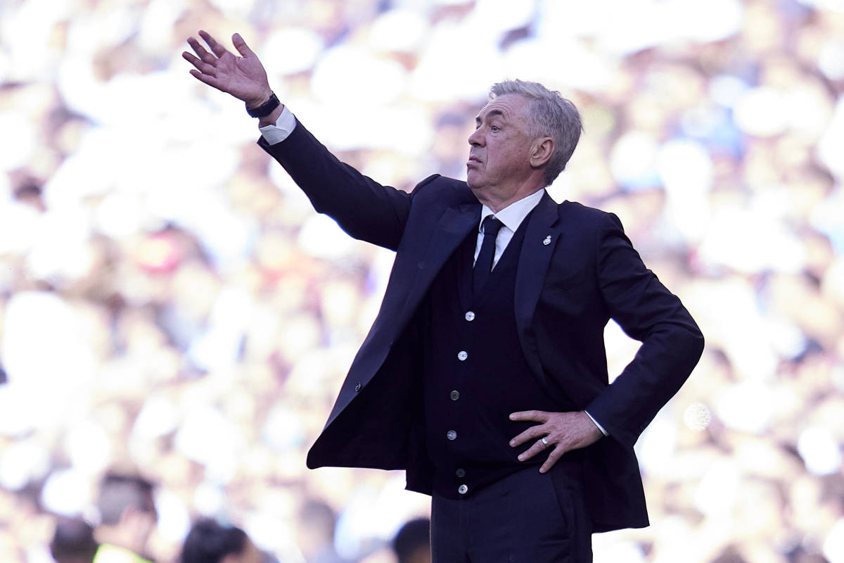 Real Madrid manager Carlo Ancelotti pictured during his team's 3-1 win over Espanyol in March 2023