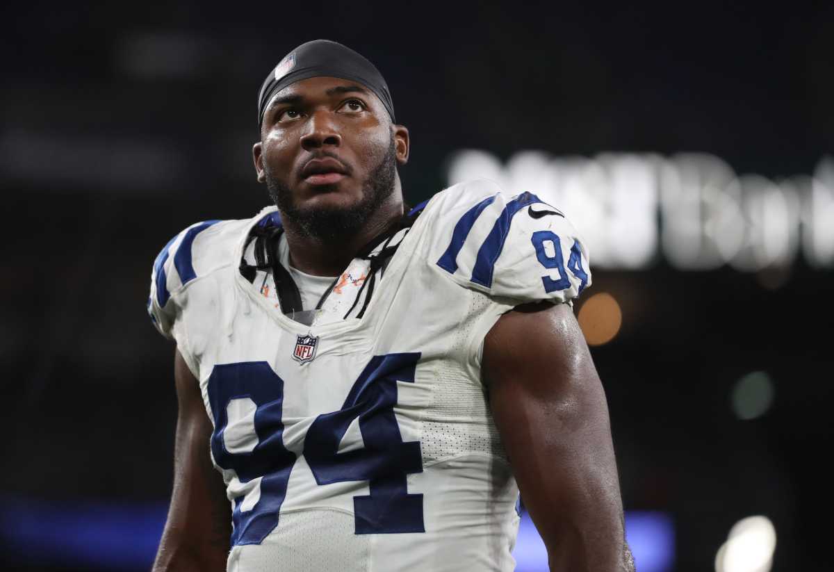 Indianapolis Colts defensive end Tyquan Lewis (94) walks off the field Monday, Oct. 11, 2021, after a Colts 25-31 loss against Baltimore at M&T Bank Stadium for Monday Night Football. 101121 Colts 046 Jw