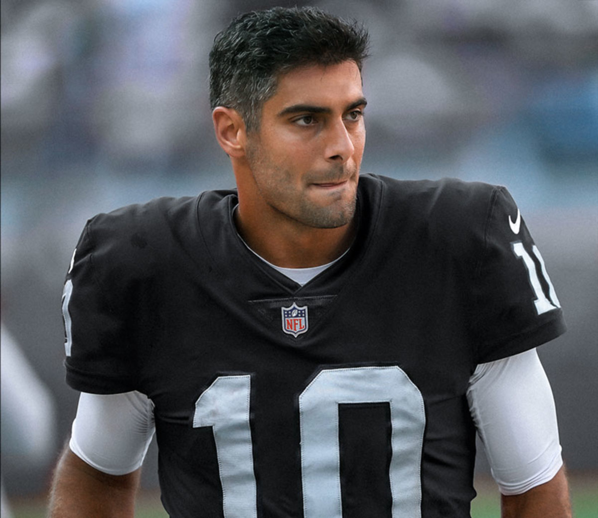 Jimmy Garoppolo edited into a Raiders jersey