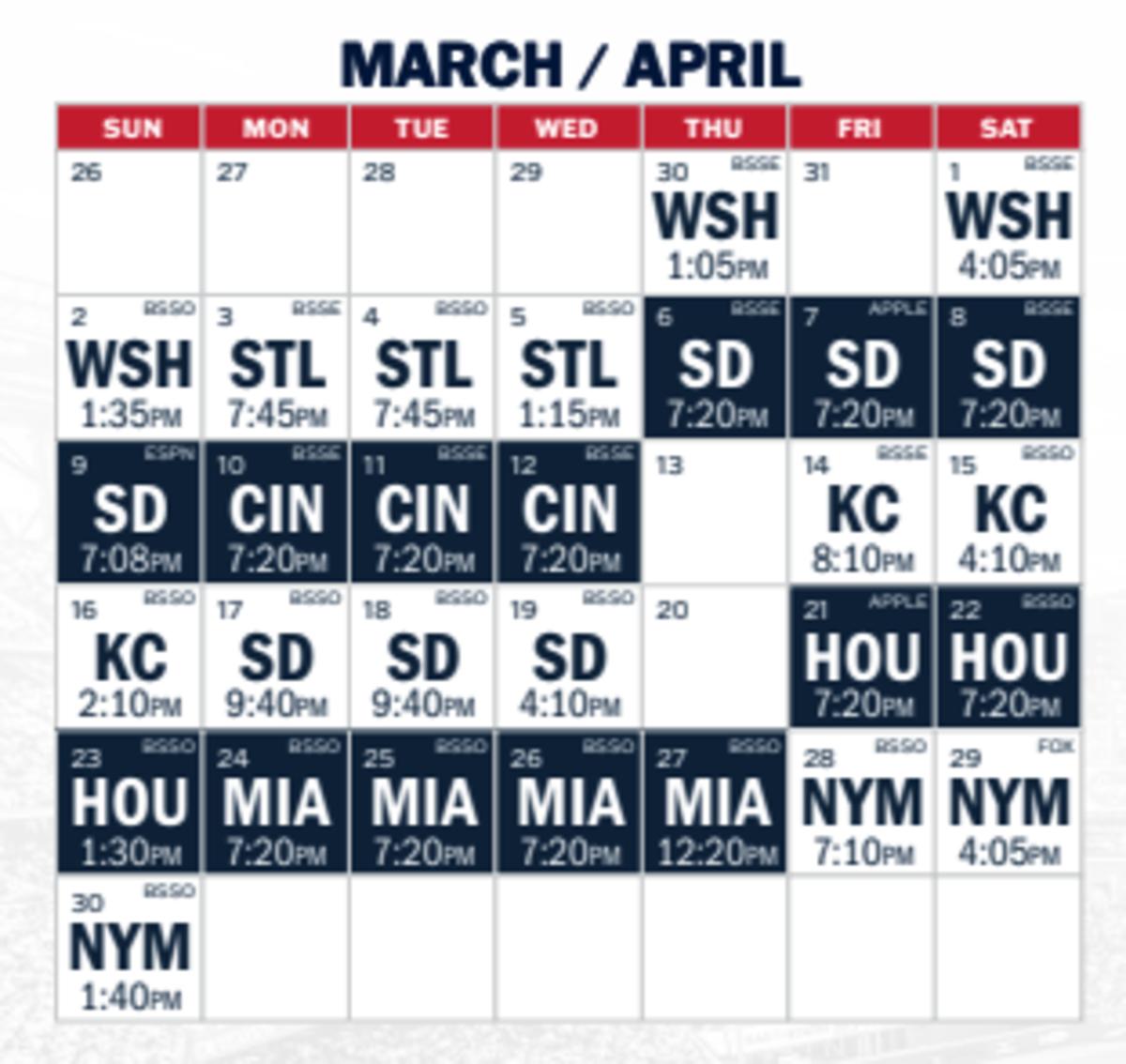 The Atlanta Braves have a rough April schedule to open the season