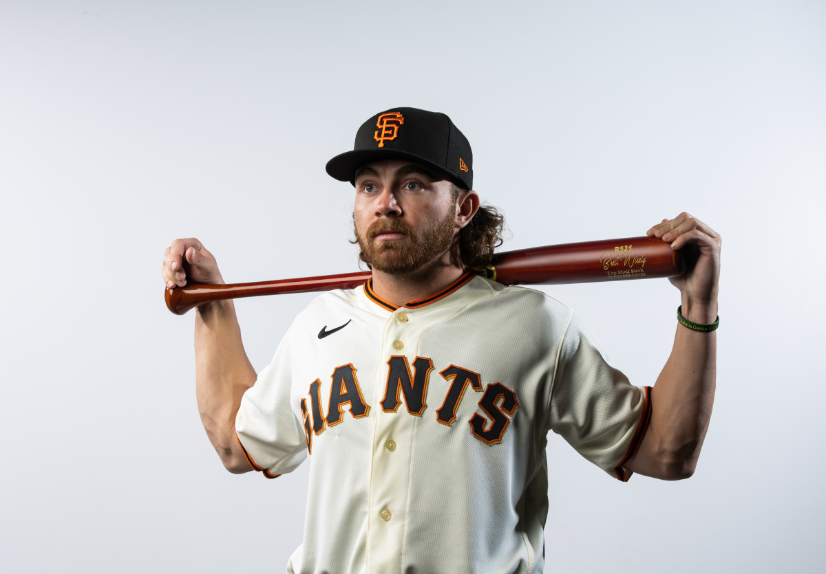 SF Giants infielder Brett Wisely poses for a portrait during photo day at Scottsdale Stadium. (2023)