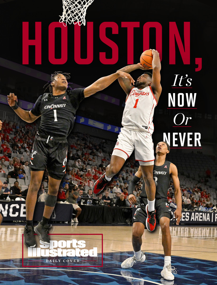 Jamal Shead goes for a jumper for Houston.