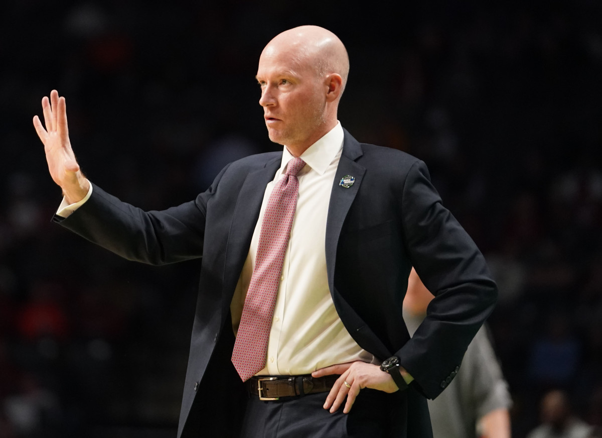 Mar 16, 2023; Birmingham, AL, USA; Maryland Terrapins head coach Kevin Willard reacts against the West Virginia Mountaineers during the first half in the first round of the 2023 NCAA Tournament at Legacy Arena. Mandatory Credit: Marvin Gentry-USA TODAY Sports