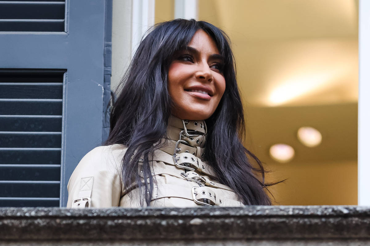 Kim Kardashian pictured during Milan Fashion Week in February 2023