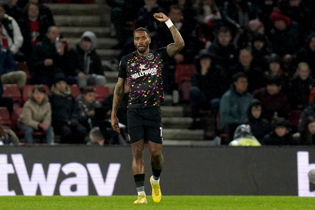 Ivan Toney pictured celebrating a goal during Brentford's 2-0 win at Southampton in March 2023