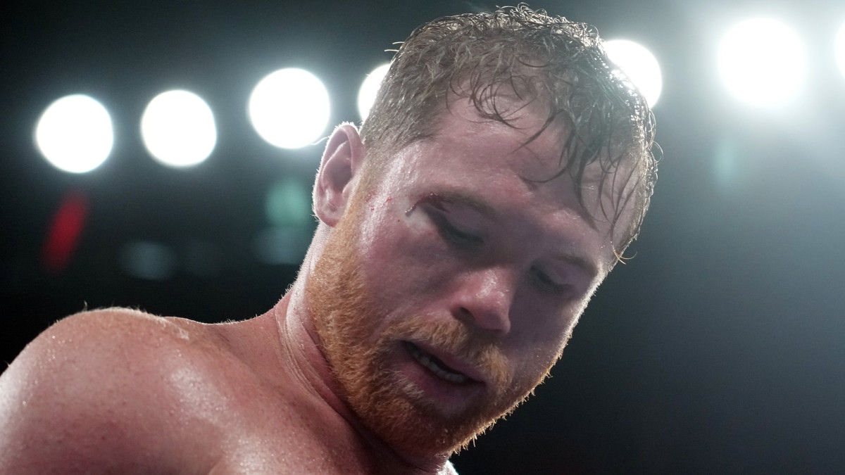 Canelo Alvarez during a super middleweight championship bout at T-Mobile Arena.