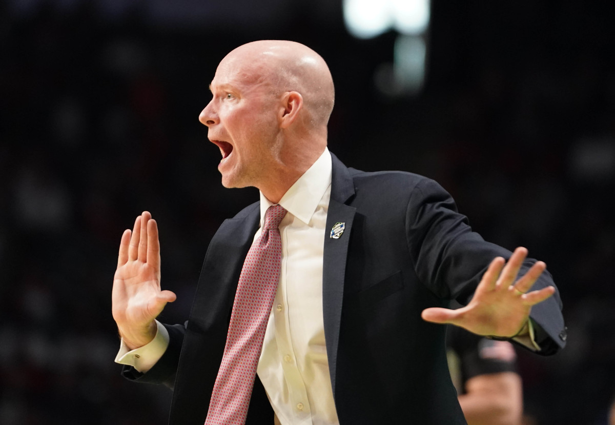Mar 16, 2023; Birmingham, AL, USA; Maryland Terrapins head coach Kevin Willard reacts against the West Virginia Mountaineers during the second half in the first round of the 2023 NCAA Tournament at Legacy Arena.
