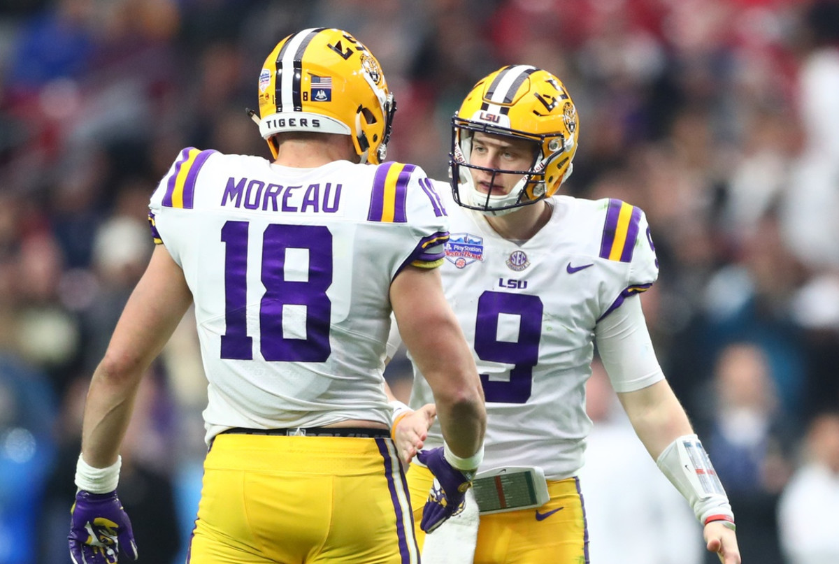 Joe Burrow and Foster Moreau were teammates at LSU in 2018.