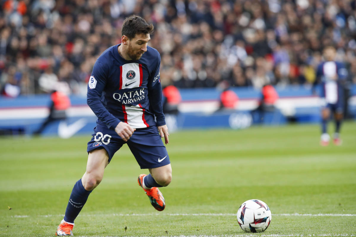 Lionel Messi pictured during PSG's 2-0 home defeat by Rennes in March 2023