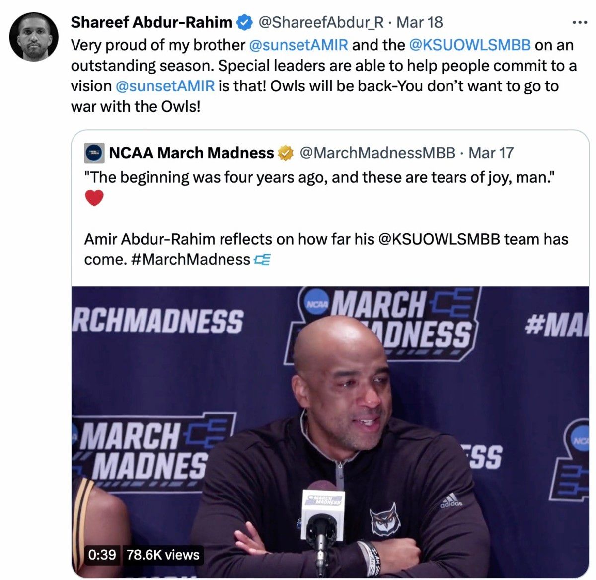 Shareef Abdur-Rahim on his younger brother Amir.