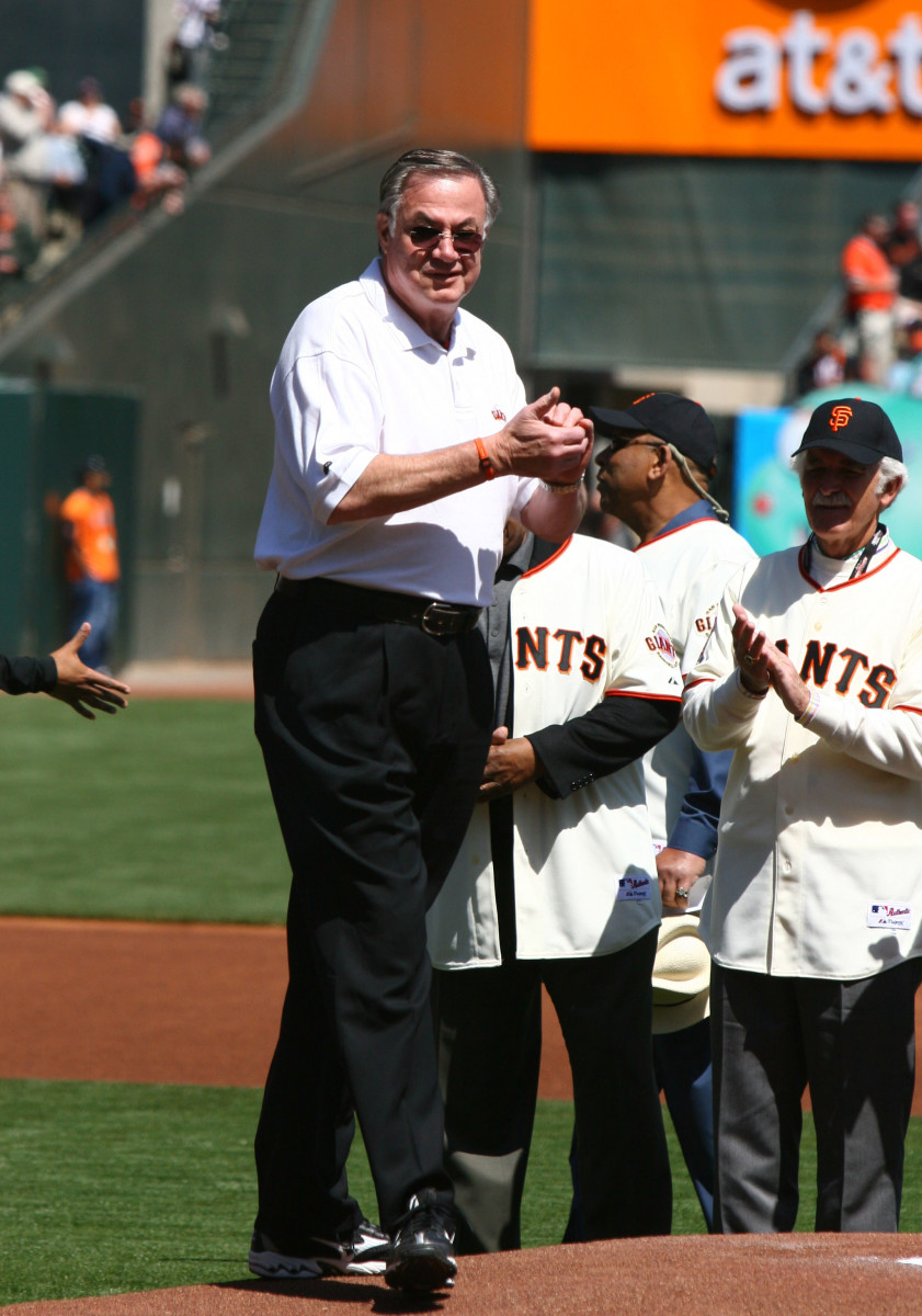 SF Giants equipment manager Mike Murphy prior to throwing out the ceremonial first pitch. (2008)
