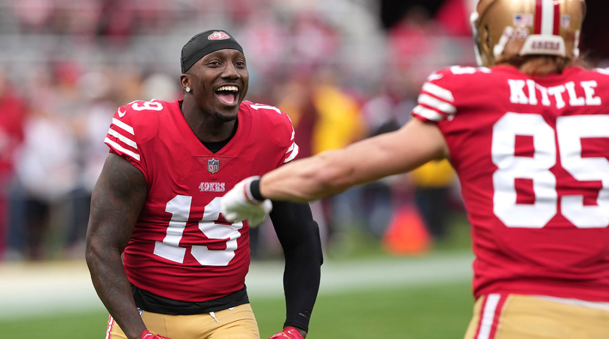 Deebo Samuel celebrates with George Kittle