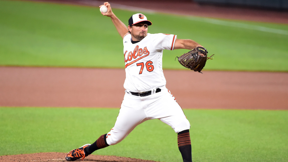 Baltimore Orioles pitcher Mickey Jannis.