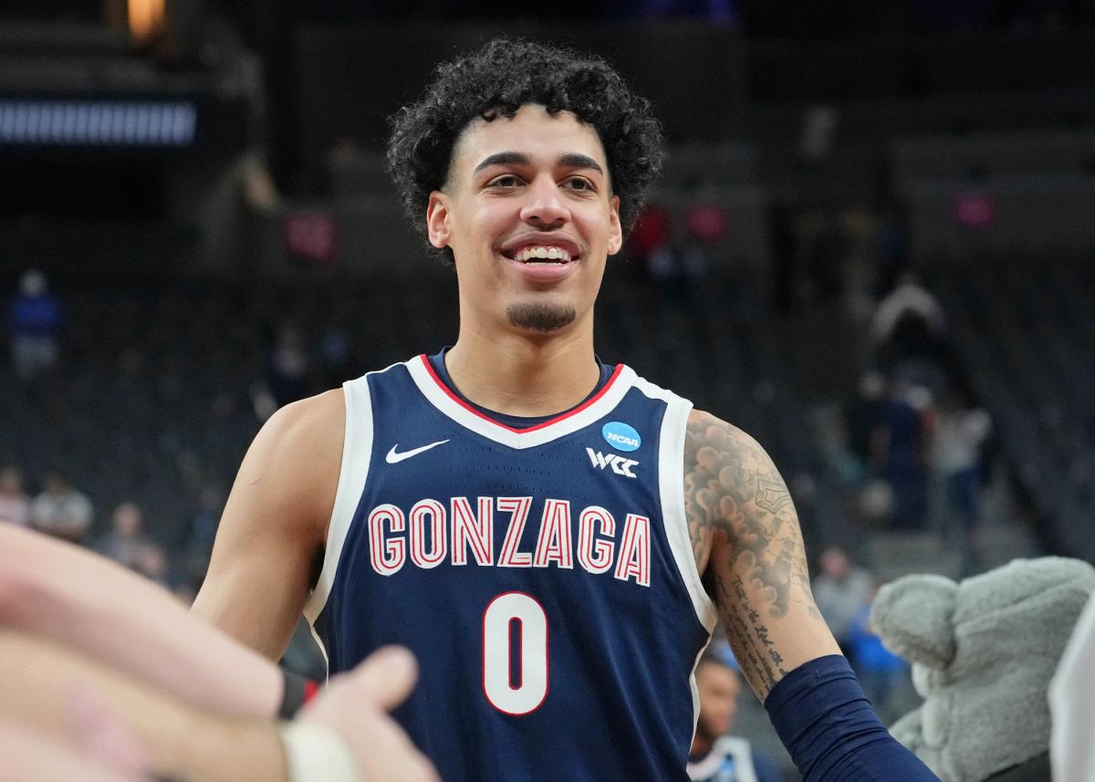 Watch: Julian Strawther, Drew Timme discuss Gonzaga's Sweet 16 win over ...