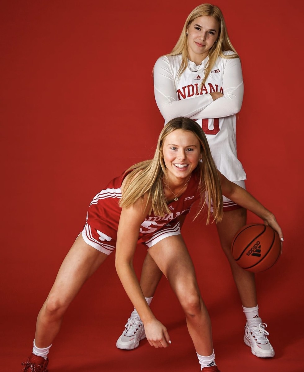 Julianna LaMendola stands with fellow Indiana women's basketball recruit Lenée Beaumont.
