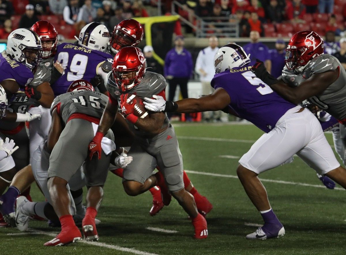 Louisville s Tiyon Evans makes a run against James Madison. Nov. 5, 2022 Louisvillejamesmadison 46