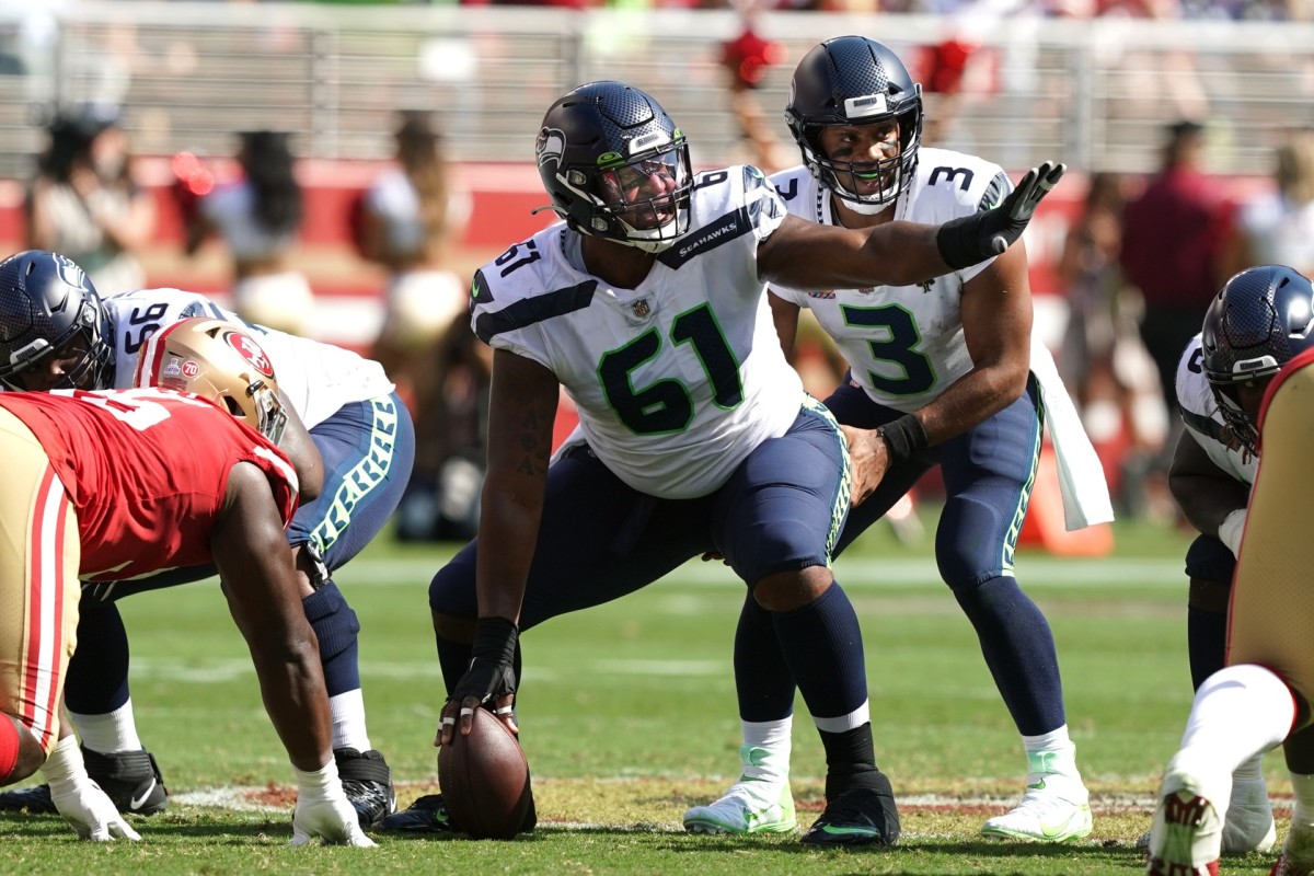 Seattle Seahawks center Kyle Fuller (61) gestures during the second quarter against the San Francisco 49ers at Levi's Stadium.