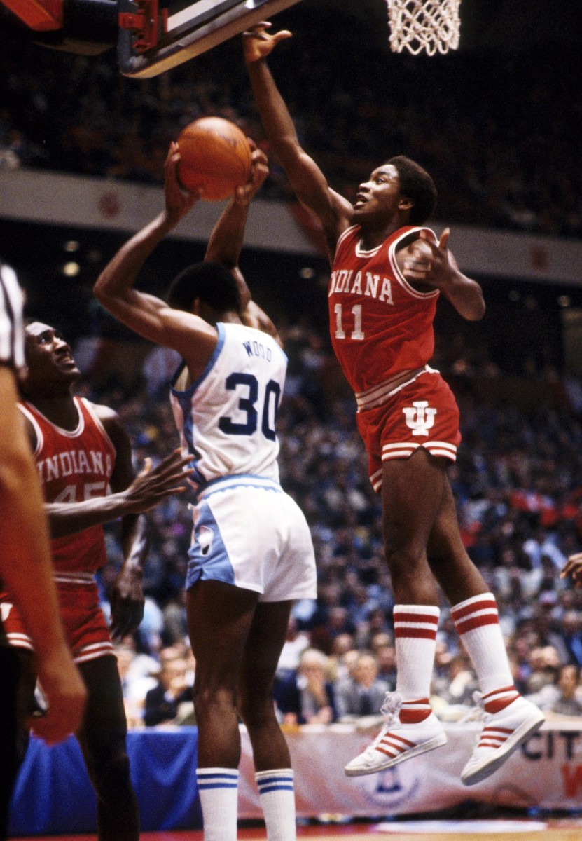 Mar 30, 1981; Philadelphia, PA, USA; FILE PHOTO; Indiana Hoosiers guard (11) Isiah Thomas in action against the North Carolina Tar Heels during the 1981 Final Four. Indiana defeated North Carolina 63-50.