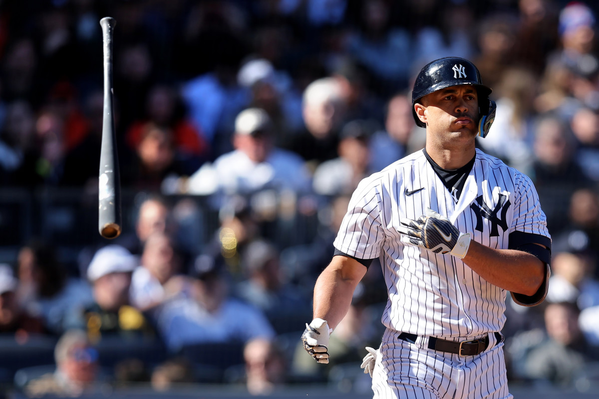 Yankees slugger Giancarlo Stanton blasted a tape measure home run in Sunday's victory.