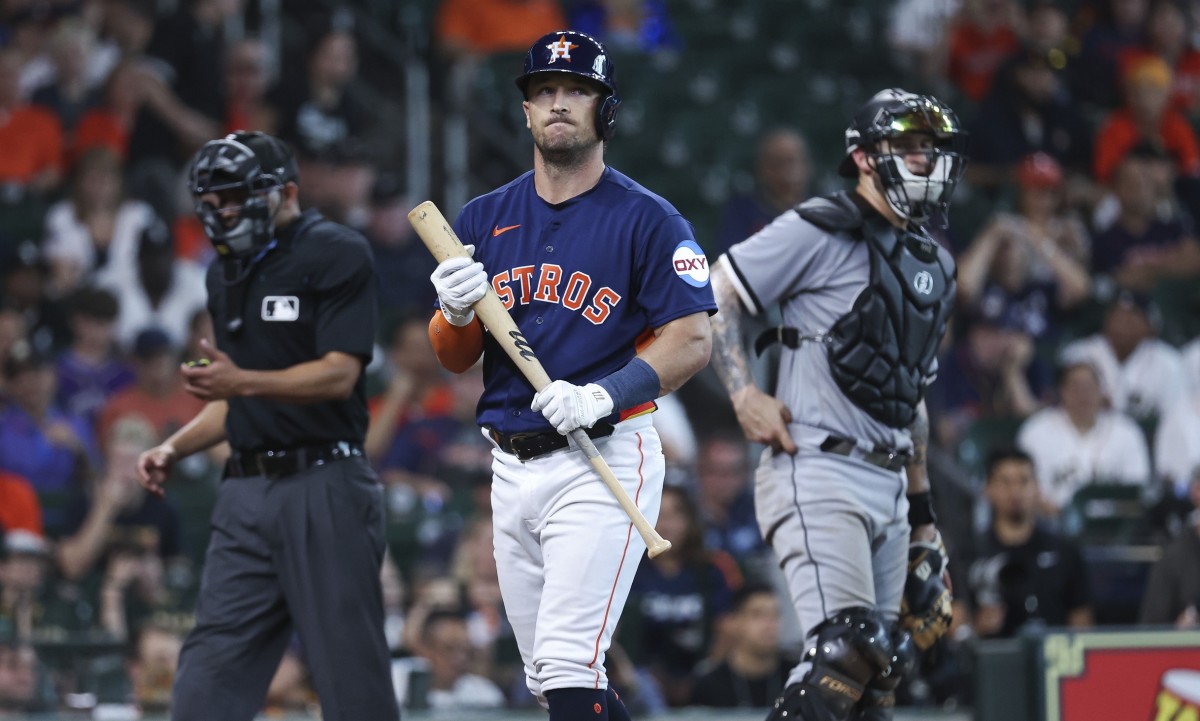 Houston third baseman Alex Bregman (2) reacts after striking out against the Chicago White Sox at Minute Maid Park. (Troy Taormina-USA TODAY Sports)
