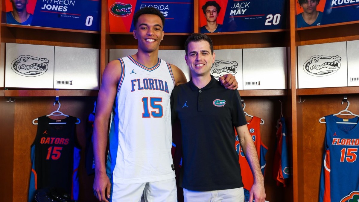 EJ Jarvis and Todd Golden during the Yale transfers official visit photoshoot at the Unversity of Florida.